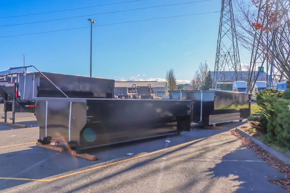 Roll-off dumpster ready for waste disposal at job site for Construction Dumpster Rental in Frederick